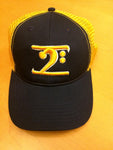BLACK TRUCKER LOGO CAP - GOLD LOGO WHITE TRIM - Lathon Bass Wear