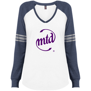 MTD PURPLE LOGO Ladies' Game LS V-Neck T-Shirt