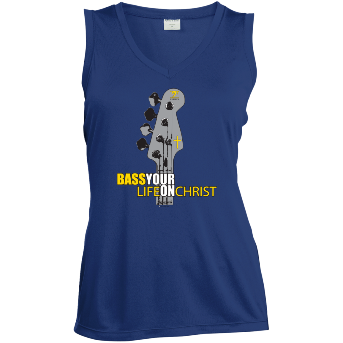 BASS YOUR LIFE ON CHRIST Ladies' Sleeveless Moisture Absorbing V-Neck - Lathon Bass Wear