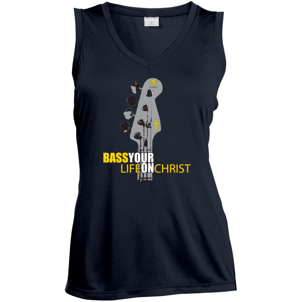 BASS YOUR LIFE ON CHRIST Ladies' Sleeveless Moisture Absorbing V-Neck - Lathon Bass Wear