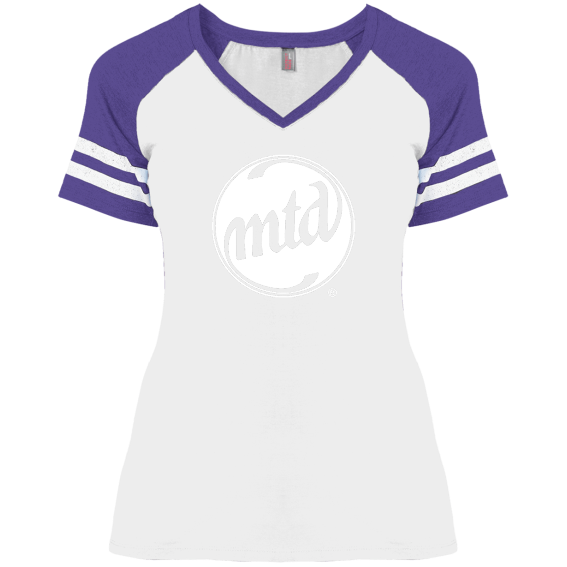 MTD WHITE FILLED LOGO Ladies' Game V-Neck T-Shirt