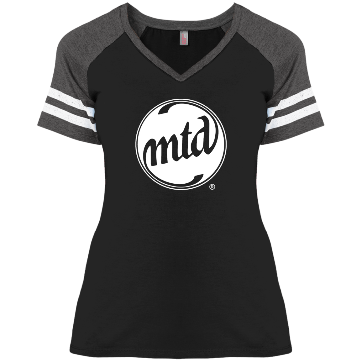 MTD WHITE FILLED LOGO Ladies' Game V-Neck T-Shirt