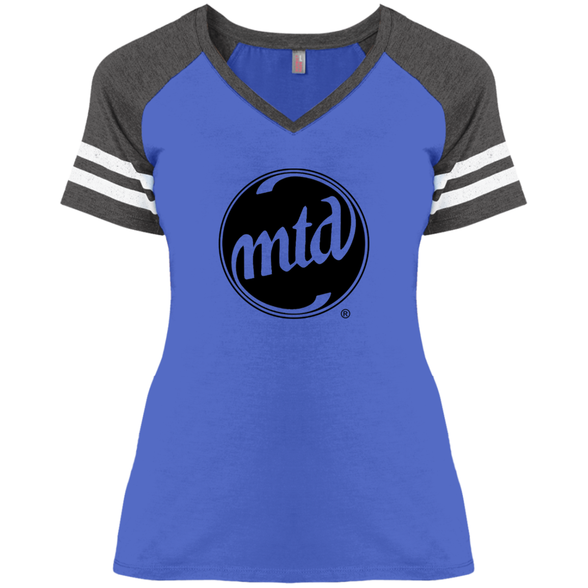 MTD BLACK FILLED LOGO Ladies' Game V-Neck T-Shirt