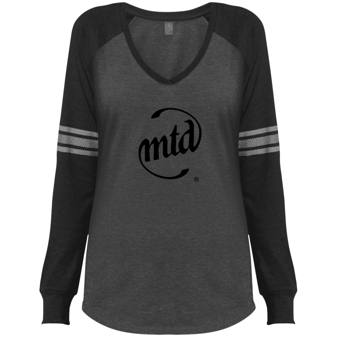MTD BLACK LOGO Ladies' Game LS V-Neck T-Shirt
