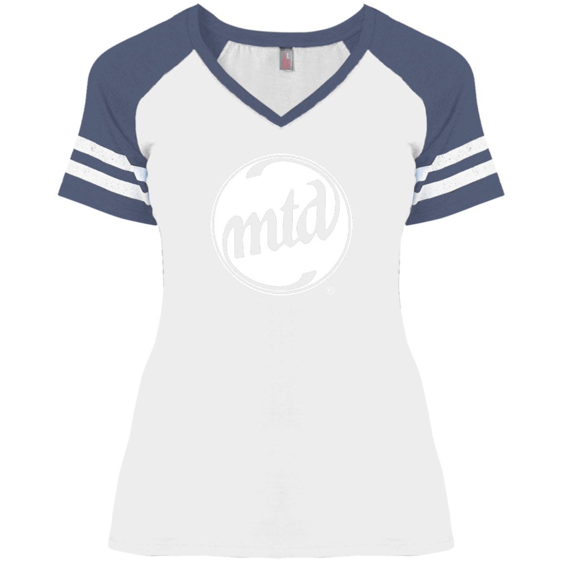 MTD WHITE FILLED LOGO Ladies' Game V-Neck T-Shirt