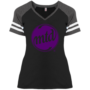 MTD PURPLE FILLED LOGO Ladies' Game V-Neck T-Shirt