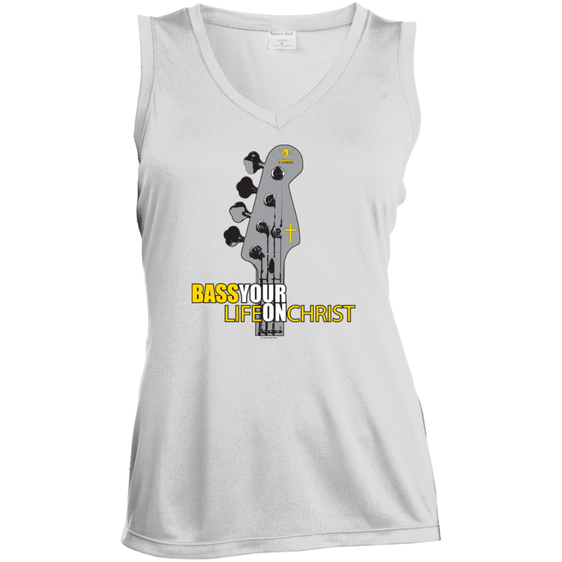 BASS YOUR LIFE ON CHRIST Ladies' Sleeveless Moisture Absorbing V-Neck - Lathon Bass Wear