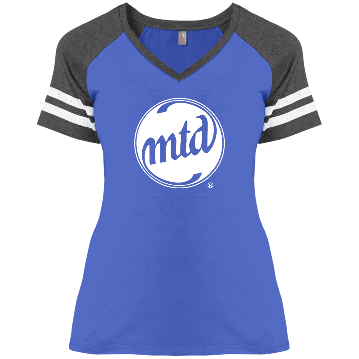 MTD WHITE FILLED LOGO Ladies' Game V-Neck T-Shirt