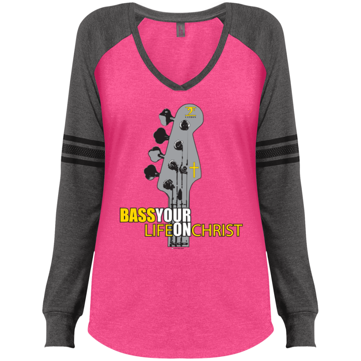 BASS YOUR LIFE ON CHRIST Ladies' Game LS V-Neck T-Shirt - Lathon Bass Wear