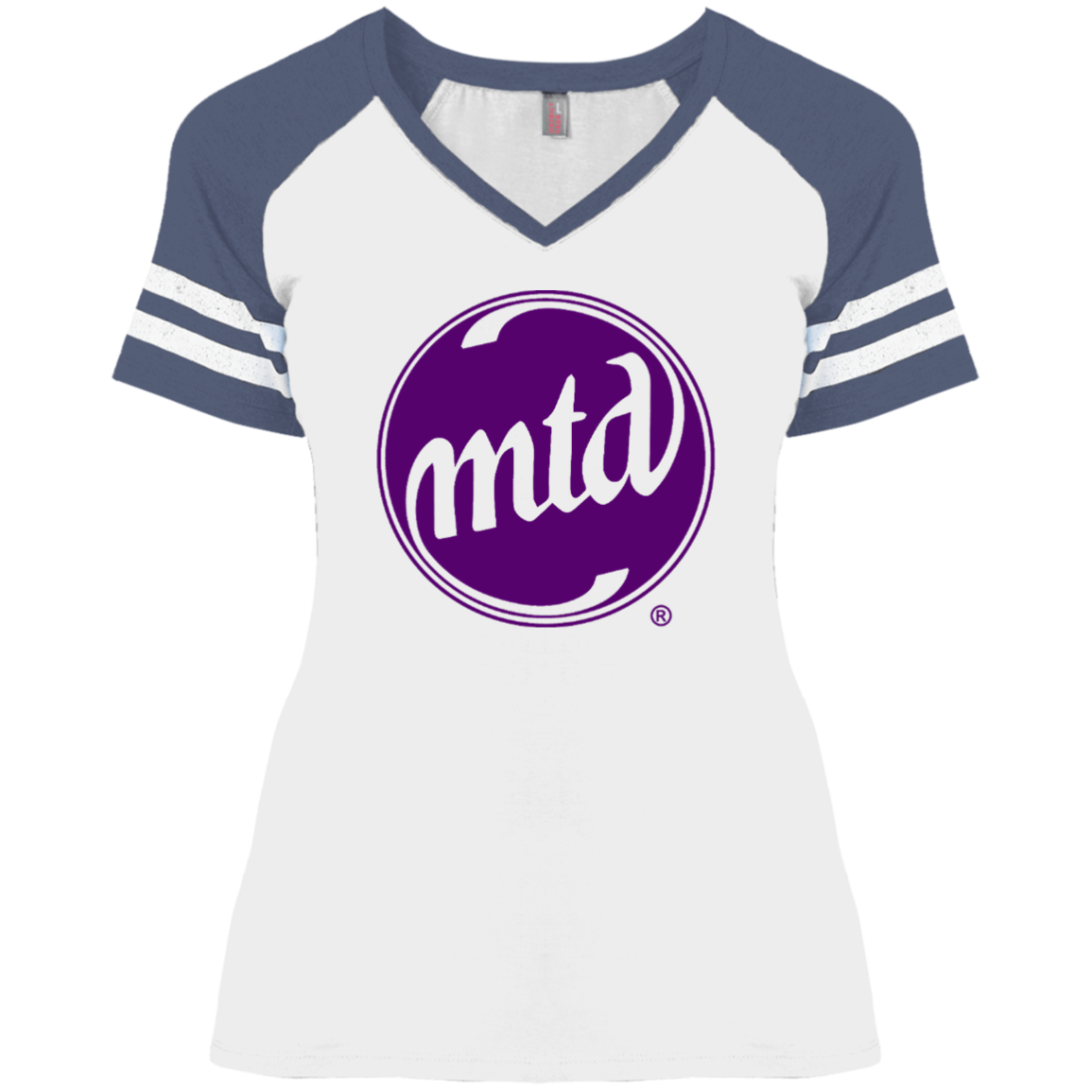 MTD PURPLE FILLED LOGO Ladies' Game V-Neck T-Shirt