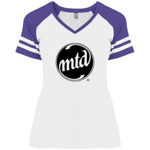 MTD BLACK FILLED LOGO Ladies' Game V-Neck T-Shirt