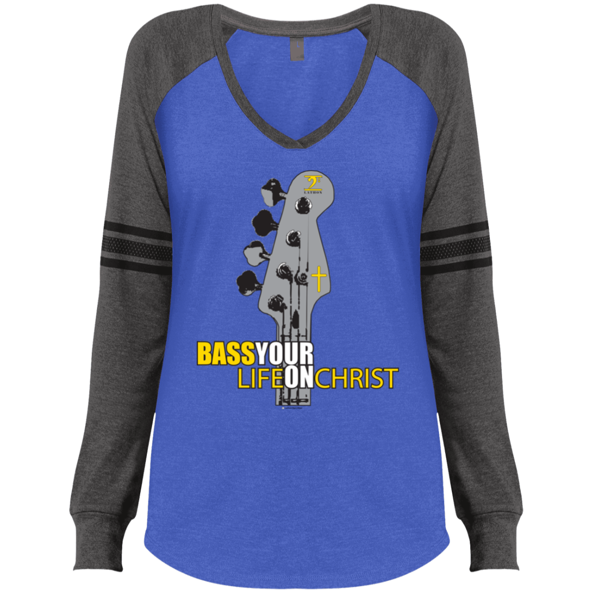 BASS YOUR LIFE ON CHRIST Ladies' Game LS V-Neck T-Shirt - Lathon Bass Wear