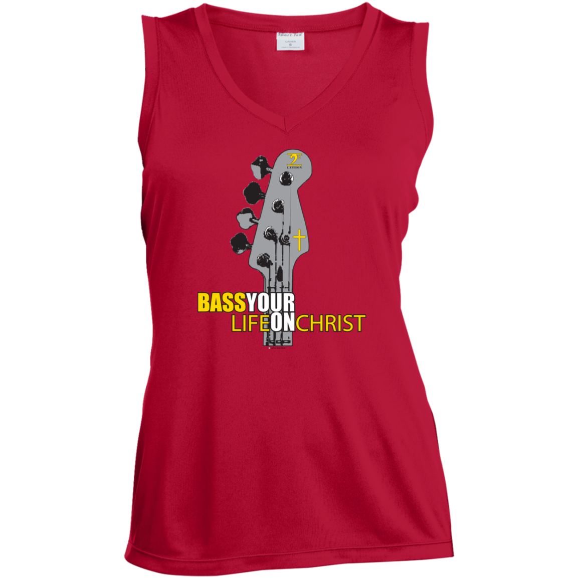 BASS YOUR LIFE ON CHRIST Ladies' Sleeveless Moisture Absorbing V-Neck - Lathon Bass Wear