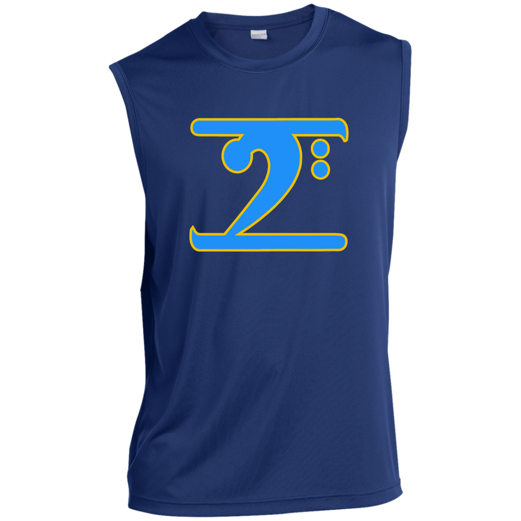 ICONIC LOGO COL. BLUE w/GOLD TRIM MUSCLE Sleeveless Performance T-Shirt - Lathon Bass Wear