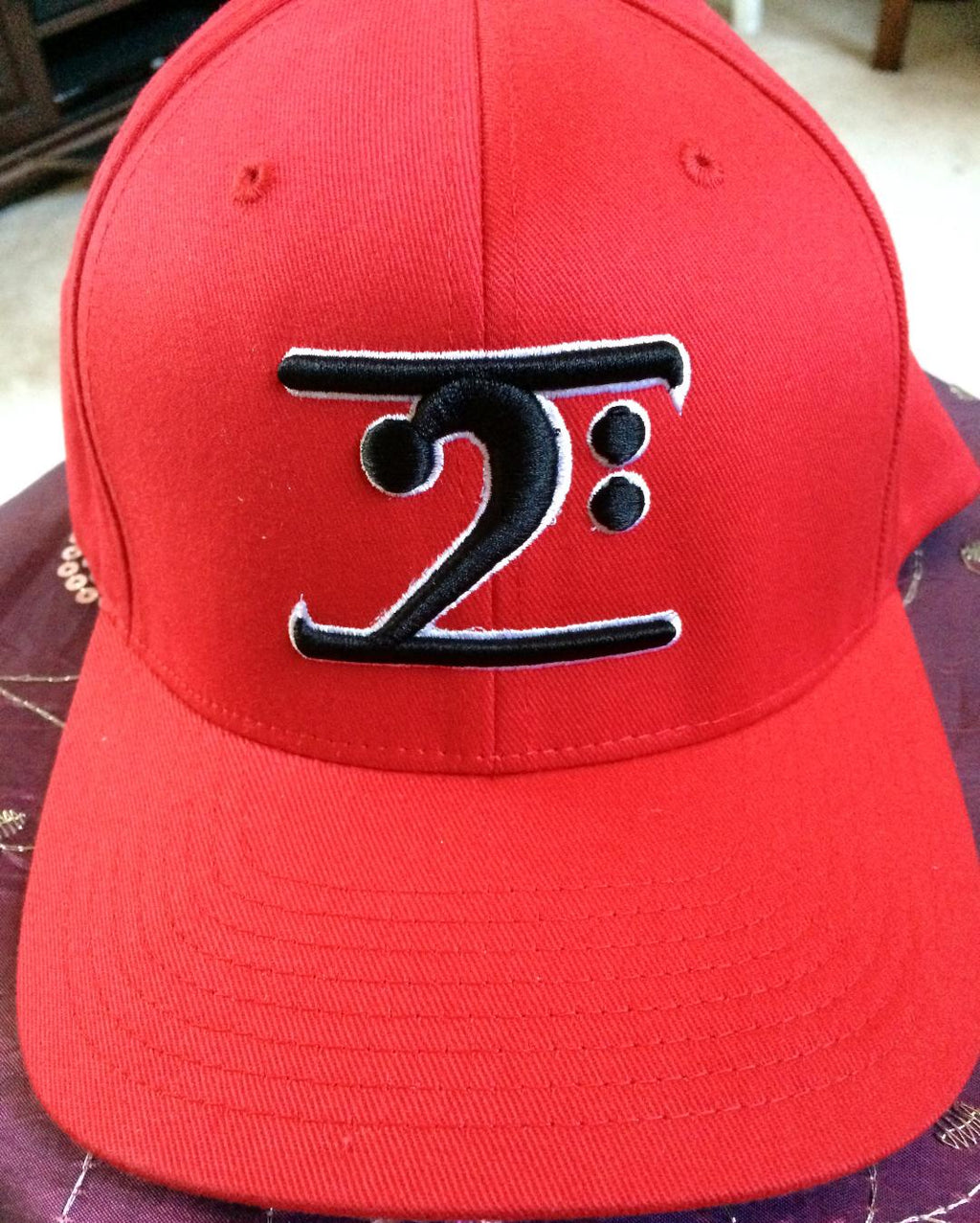 RED LOGO CAP - BLACK LOGO WHITE TRIM - Lathon Bass Wear