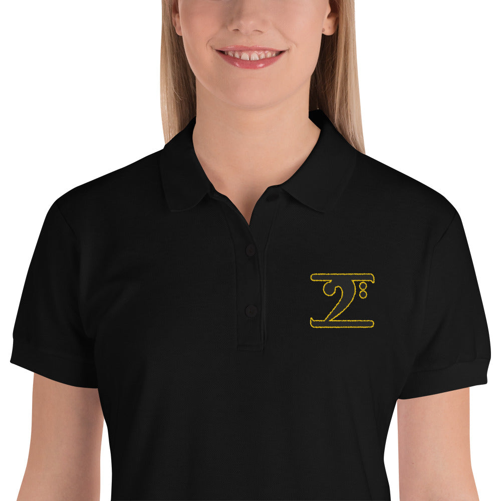 ICONIC LOGO BLACK/GOLD Embroidered Women's Polo Shirt - Lathon Bass Wear