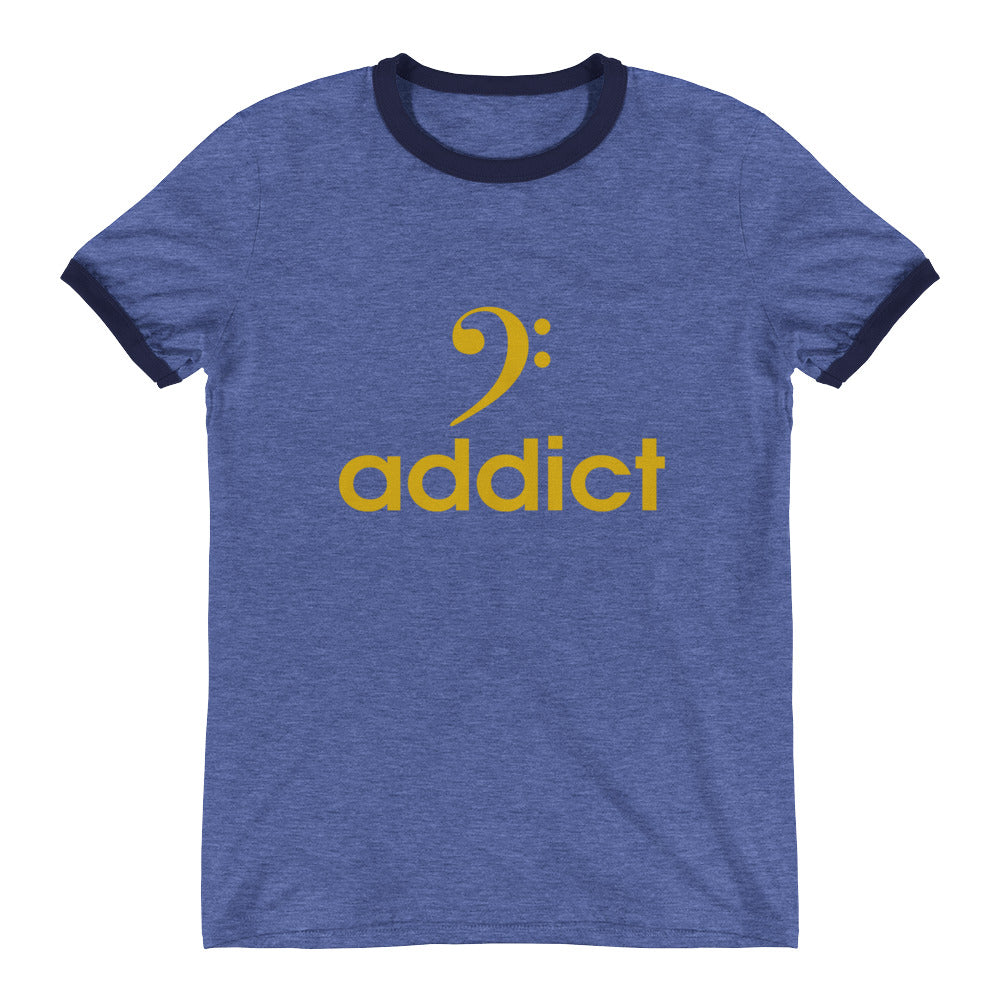 BASS ADDICT - GOLD Ringer T-Shirt - Lathon Bass Wear