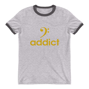 BASS ADDICT - GOLD Ringer T-Shirt - Lathon Bass Wear