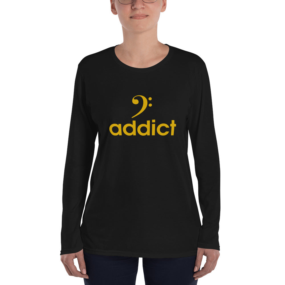BASS ADDICT - GOLD Ladies’ Long Sleeve T-Shirt - Lathon Bass Wear