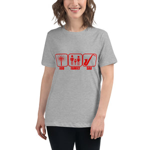 GOD FAMILY SAX - RED Women's Relaxed T-Shirt